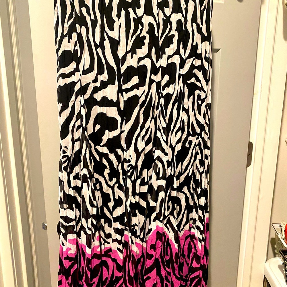 RAFAEL Black and Pink Zebra Print Maxi Skirt/beach swimsuit coverup
